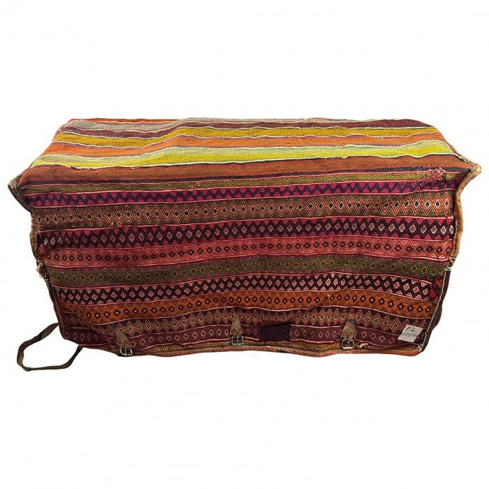 Antique Persian shiraz Mafrash Cargo Bag 1'4'' x 4': Antique Persian shiraz Mafrash Cargo Bag 1'4'' x 4' - 1900, Shiraz, Hand-Knotted, Wool, 300 -D00812- 862.This item is part of our fine auction collection which includes many fine home accessories incl