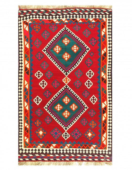Vintage Persian Shiraz Kilim Rug 5'2"X 8'3': Vintage Persian Shiraz Kilim Rug 5'2"X 8'3' - CIRCA 1960, Shiraz, Hand-Woven, Lamb's Wool, 300 -16181- 862.This item is part of our fine auction collection which includes many fine home accessories in
