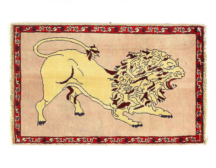 Animal Pictorial lion Hand Knotted 2'X 3'1": Animal Pictorial lion Hand Knotted 2'X 3'1" - NEW, Shiraz, Hand-Knotted, Lamb's Wool, 300 -D14169- 862.This item is part of our fine auction collection which includes many fine home accessories includ