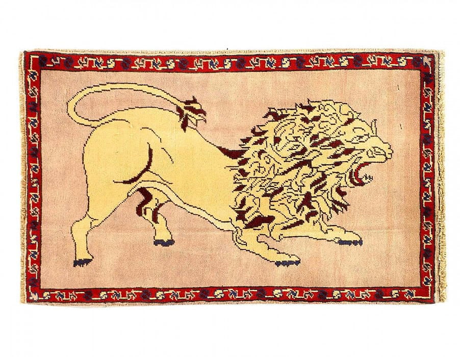 Animal Persian Pictorial lion Hand Knotted 2'X 3'1: Animal Persian Pictorial lion Hand Knotted 2'X 3'1 - NEW, Shiraz, Hand-Knotted, Lamb's Wool, 300 -D14171- 862.This item is part of our fine auction collection which includes many fine home accessories