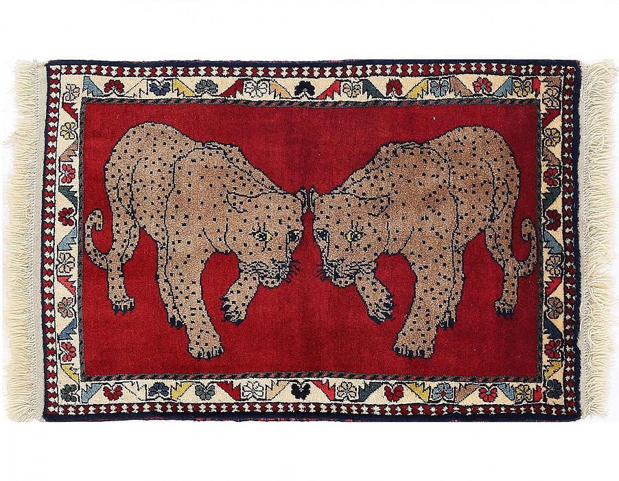Fine Hand Knotted Cheetah Persian Shiraz Rug 2' X 3'2'': Fine Hand Knotted Cheetah Persian Shiraz Rug 2' X 3'2'' - New, Shiraz, Hand-Knotted, Lamb's Wool, 300 -D13556- 862.This item is part of our fine auction collection which includes many fine home access