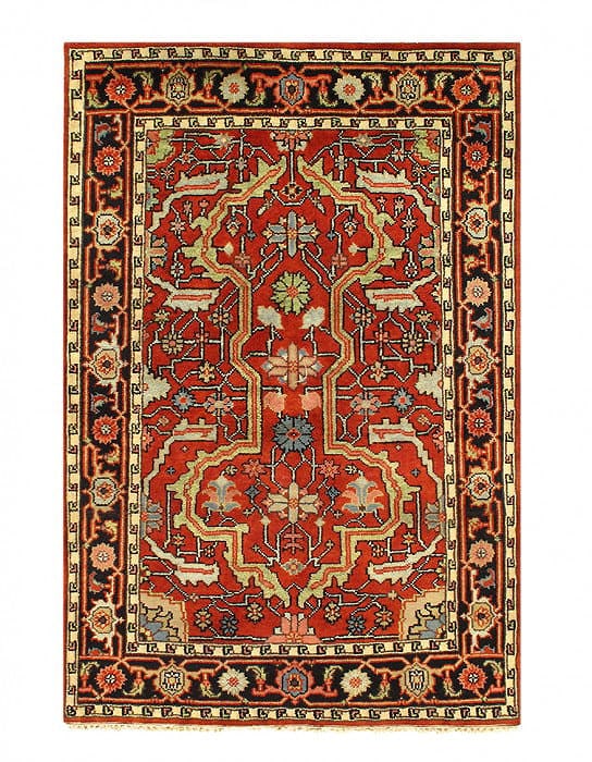 Rust Fine Hand Knotted Persian serapi Design Rug 4'1"X 6': Rust Fine Hand Knotted Persian serapi Design Rug 4'1"X 6' - NEW, Serapi, Hand-Knotted, Lamb's Wool, 300 -D04815- 862.This item is part of our fine auction collection which includes many fine home acce