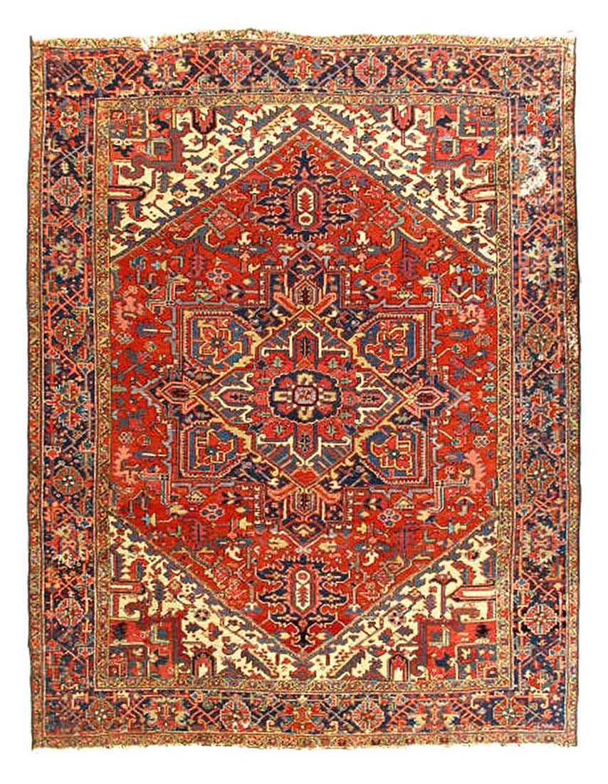 Persian Antique Serapi 8'8'' X 11'4'': Persian Antique Serapi 8'8'' X 11'4'' - Circa 1880, Serapi, Hand-Knotted, Lamb's Wool, 300 -D14603- 862.This item is part of our fine auction collection which includes many fine home accessories inclu