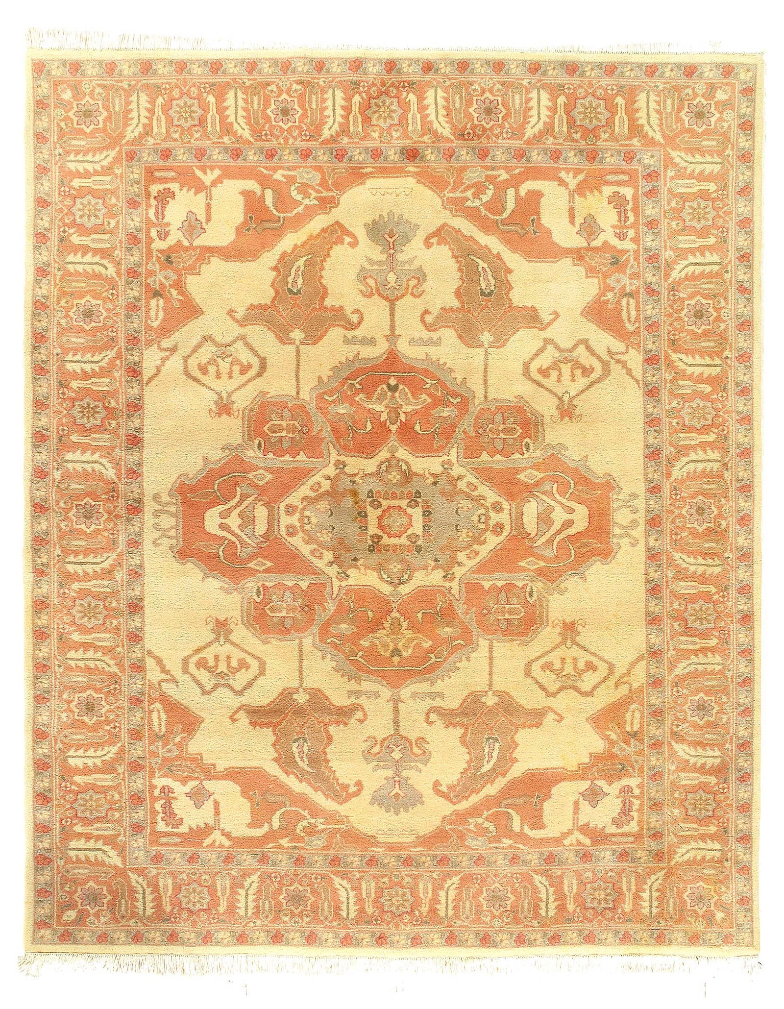 Ivory Fine Hand Knotted Turkish Serapi desing 8'1'' X 10'2'': Ivory Fine Hand Knotted Turkish Serapi desing 8'1'' X 10'2'' - Circa 1990, Serapi, Hand-Knotted, Lamb's Wool, 300 -D11335- 862.This item is part of our fine auction collection which includes many fine