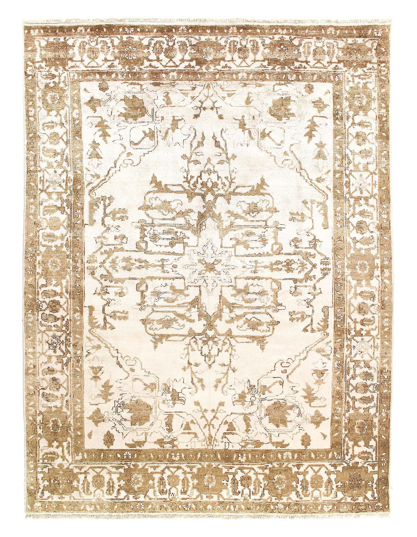 Ivory Fine Hand Knotted Serapi design 8'7'' X 11'11'': Ivory Fine Hand Knotted Serapi design 8'7'' X 11'11'' - New, Serapi, Hand-Knotted, V. Silk, 300 -D06425- 862.This item is part of our fine auction collection which includes many fine home accessories