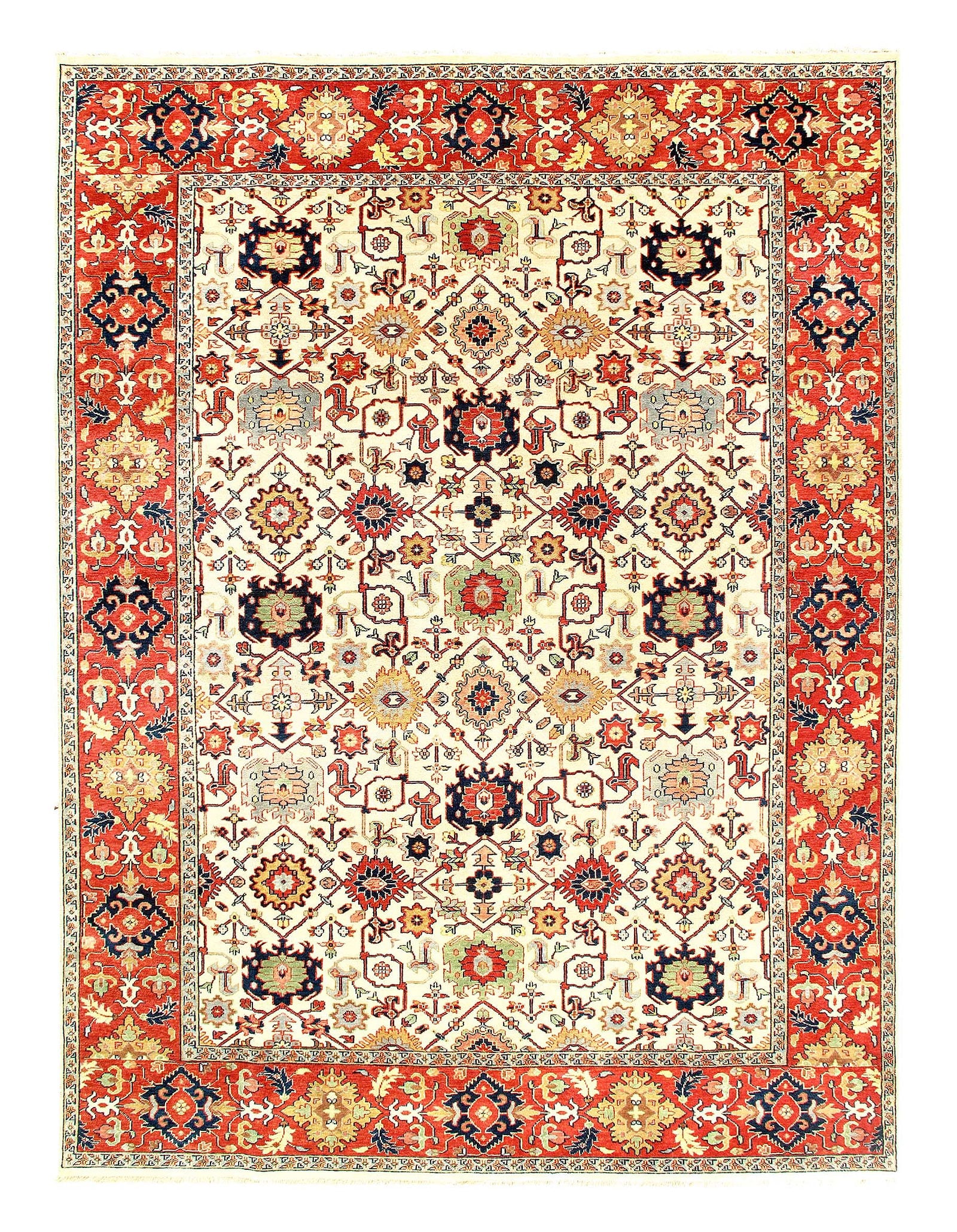 Ivory Fine Hand Knotted Serapi Design 8'9'' X 11'11'': Ivory Fine Hand Knotted Serapi Design 8'9'' X 11'11'' - New, Serapi, Hand-Knotted, Lamb's Wool, 300 -D10171- 862.This item is part of our fine auction collection which includes many fine home