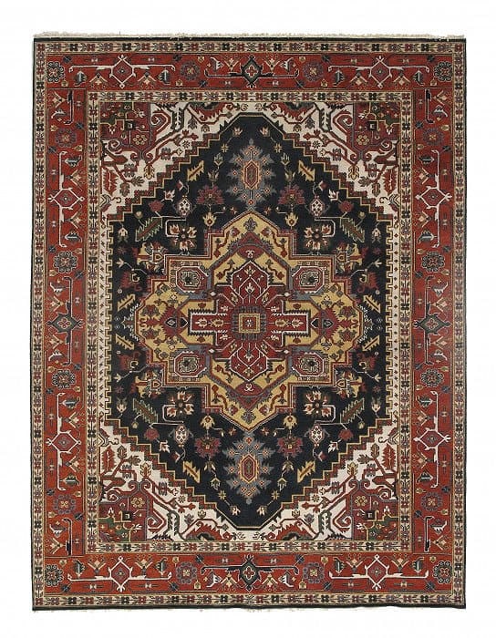 Navy Persian Serapi Design 9' X12': Navy Persian Serapi Design 9' X12' - New, Serapi, Hand-Knotted, Lamb's Wool, 300 -D10214- 862.This item is part of our fine auction collection which includes many fine home accessories including antiq