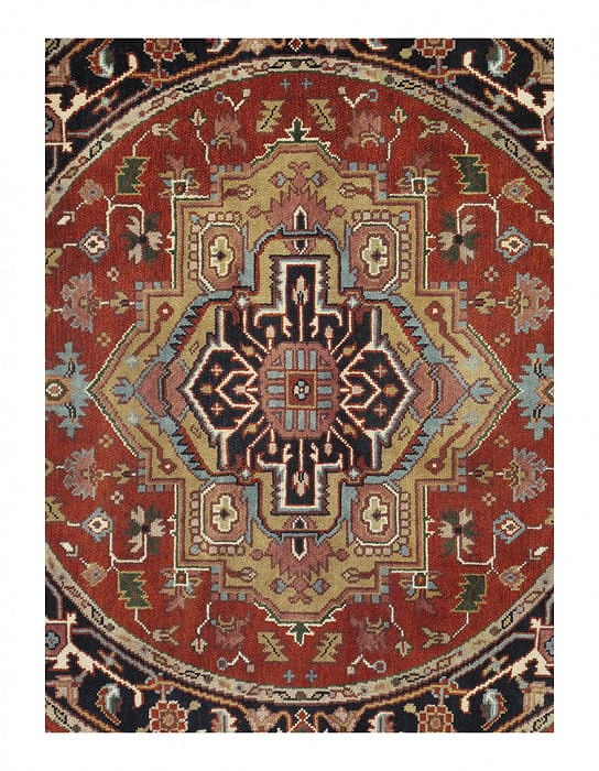 Rust Fine Hand-Knotted Round Serapi Design 6'x 6' - 2