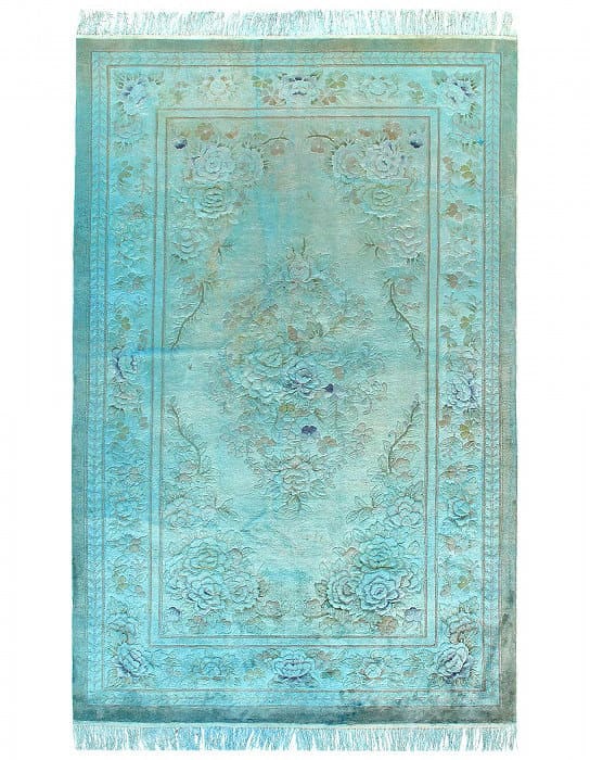 Fine Hand knotted Vintage overdyed rug 6' X 9': Fine Hand knotted Vintage overdyed rug 6' X 9' - circa 1980, Savonnerie, Hand-Knotted, Art Silk, 300 -D09187- 862.This item is part of our fine auction collection which includes many fine home accesso