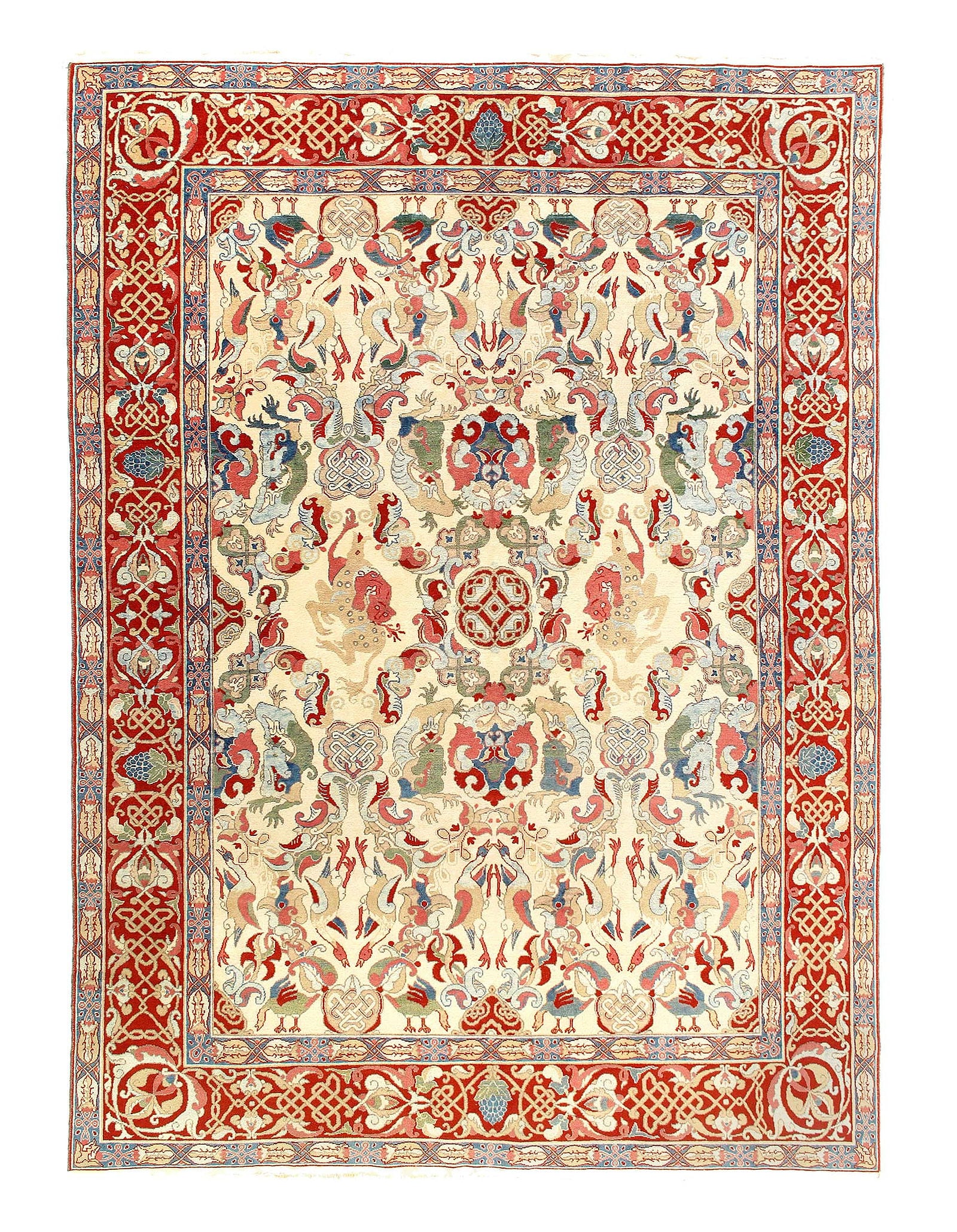 Ivory Fine Hand Knotted European deisgn 7'9'' X 10': Ivory Fine Hand Knotted European deisgn 7'9'' X 10' - 1970, Savonnerie, Hand-Knotted, Lamb's Wool, 300 -D11793- 862.This item is part of our fine auction collection which includes many fine home acces