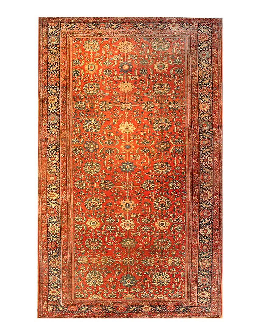 Rust Persian Antique Sarouk Farahan 10'3" X 17': Rust Persian Antique Sarouk Farahan 10'3" X 17' - Circa 1880, Sarouk Farahan, Hand-Knotted, Wool, 300 -D08719- 862.This item is part of our fine auction collection which includes many fine home access