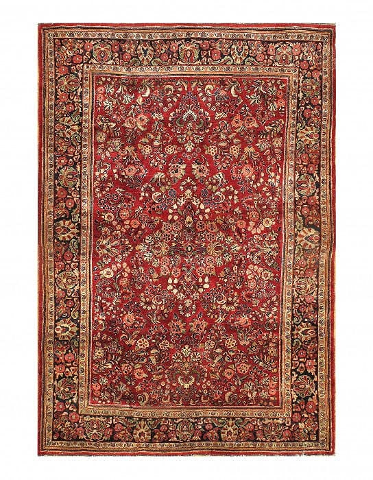 Red Antique Sarouk 6'4" X 9': Red Antique Sarouk 6'4" X 9' - circa 1920, Sarouk, Hand-Knotted, Lamb's Wool, 300 -D05723- 862.This item is part of our fine auction collection which includes many fine home accessories including anti
