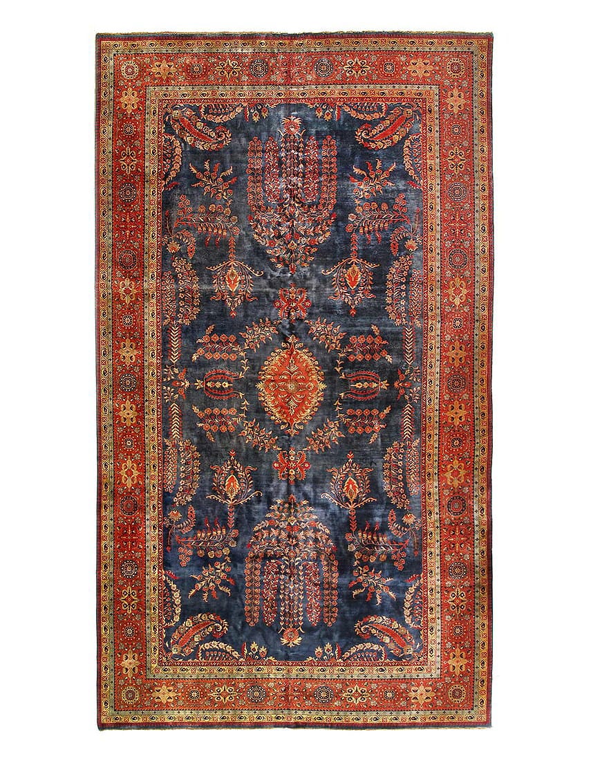 Navy Blue Fine Hand Knotted sarouk mohajran Design 10' X 17': Navy Blue Fine Hand Knotted sarouk mohajran Design 10' X 17' - New, Sarouk, Hand-Knotted, Lamb's Wool, 300 -26073- 862.This item is part of our fine auction collection which includes many fine home ac