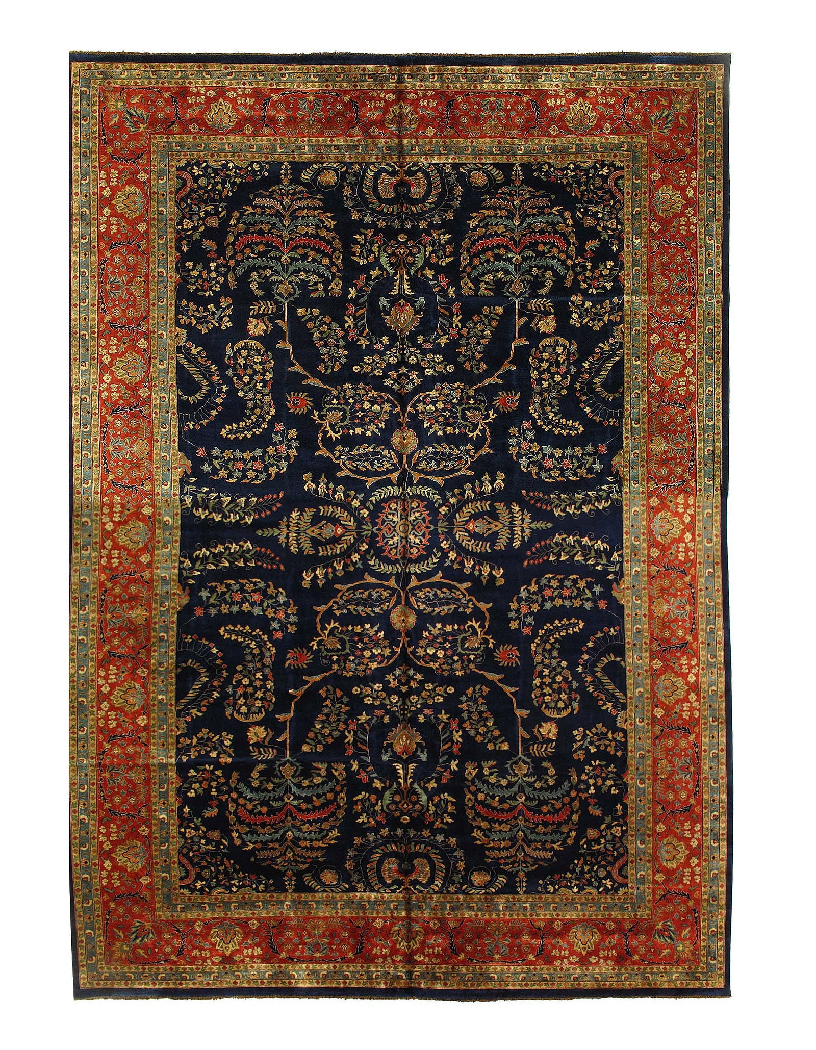 Navy Blue Fine Hand Knotted Persian sarouk Design 12'4'' X 17'8'' (1 of 9)
