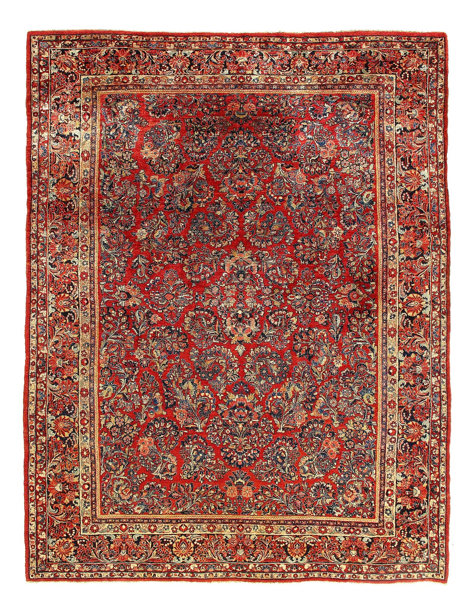 Persian Hand Knotted Antique Sarouk 8'9'' X 11'11'': Persian Hand Knotted Antique Sarouk 8'9'' X 11'11'' - Circa 1900, Sarouk, Hand-Knotted, Lamb's Wool, 300 -D11800- 862.This item is part of our fine auction collection which includes many fine home acc