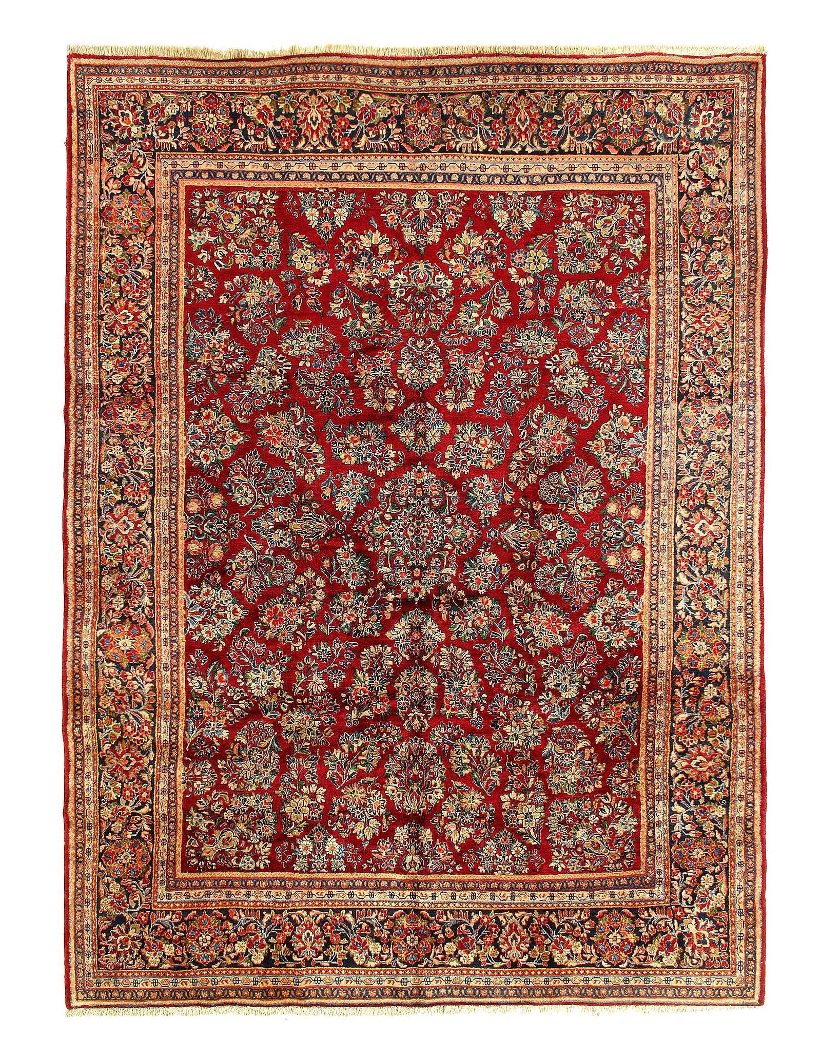 Fine Hand Knotted Antique Persian sarouk 8'11'' X 12': Fine Hand Knotted Antique Persian sarouk 8'11'' X 12' - Circa 1920, Sarouk, Hand-Knotted, Lamb's Wool, 300 -D12021- 862.This item is part of our fine auction collection which includes many fine home a