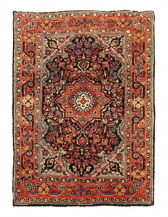Navy Blue Persain Antique Sarouk 2'3'' X 3': Navy Blue Persain Antique Sarouk 2'3'' X 3' - Late 19th Century, Sarouk, Hand-Knotted, Lamb's Wool, 300 -D11750- 862.This item is part of our fine auction collection which includes many fine home acce