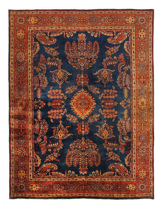 Navy Blue Fine Hand Knotted Persian sarouk Design 9'X 12': Navy Blue Fine Hand Knotted Persian sarouk Design 9'X 12' - NEW, Sarouk, Hand-Knotted, Lamb's Wool, 300 -D14913- 862.This item is part of our fine auction collection which includes many fine home acce