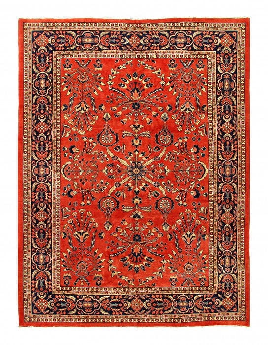 Rust Vintage Persian Sarouk Rug - 9'2" x 12'1": Rust Vintage Persian Sarouk Rug - 9'2" x 12'1" - Circa 1950, Sarouk, Hand-Knotted, Lamb's Wool, 300 -D10817- 862.This item is part of our fine auction collection which includes many fine home accessor