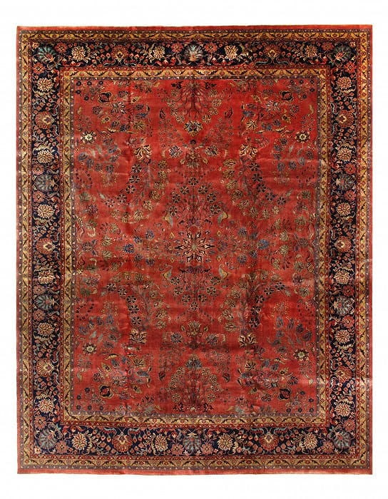 Rust Fine Hand-Knotted Sarouk Rug 12'5'' X 15'2'': Rust Fine Hand-Knotted Sarouk Rug 12'5'' X 15'2'' - New, Sarouk, Hand-Knotted, Lamb's Wool, 300 -22895- 862.This item is part of our fine auction collection which includes many fine home accessories i