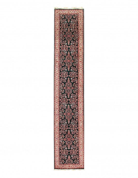 Green fine hand knotted Sarouk runner 2'8'' X 19'11'': Green fine hand knotted Sarouk runner 2'8'' X 19'11'' - New, Sarouk, Hand-Knotted, Lamb's Wool, 300 -14351- 862.This item is part of our fine auction collection which includes many fine home accessori