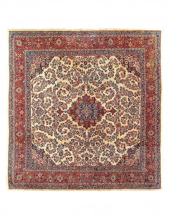 Fine Hand knotted Persian antique square sarouk rug 11'4'' X 11'9'': Fine Hand knotted Persian antique square sarouk rug 11'4'' X 11'9'' - Circa 1920, Sarouk, Hand-Knotted, Lamb's Wool, 300 -D12332- 862.This item is part of our fine auction collection which includes ma