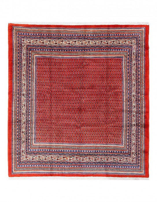 Red Persian Antique Sarouk Mir 7'9" x 8'5": Red Persian Antique Sarouk Mir 7'9" x 8'5" - circa 1970, Sarouk, Hand-Knotted, Lamb's Wool, 300 -D14045- 862.This item is part of our fine auction collection which includes many fine home accessories 