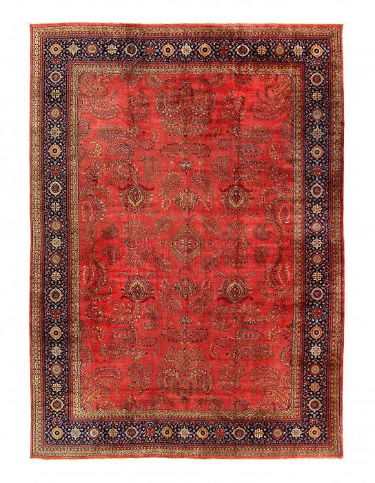 Rust Fine Hand-Knotted Sarouk Design 14'11"X 21'3": Rust Fine Hand-Knotted Sarouk Design 14'11"X 21'3" - NEW, Sarouk, Hand-Knotted, Lamb's Wool, 300 -D14324- 862.This item is part of our fine auction collection which includes many fine home accessories