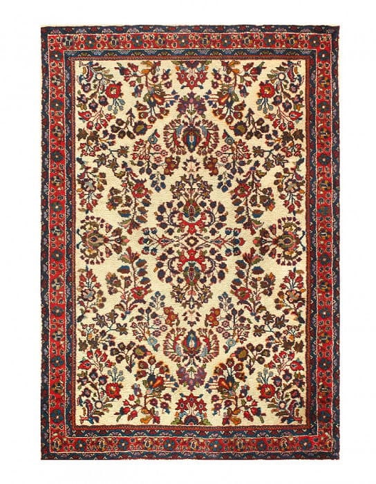 Ivory Persian Antique Sarouk 3'4"X 5': Ivory Persian Antique Sarouk 3'4"X 5' - CIRCA 1920, Sarouk, Hand-Knotted, Lamb's Wool, 300 -D10375- 862.This item is part of our fine auction collection which includes many fine home accessories inclu