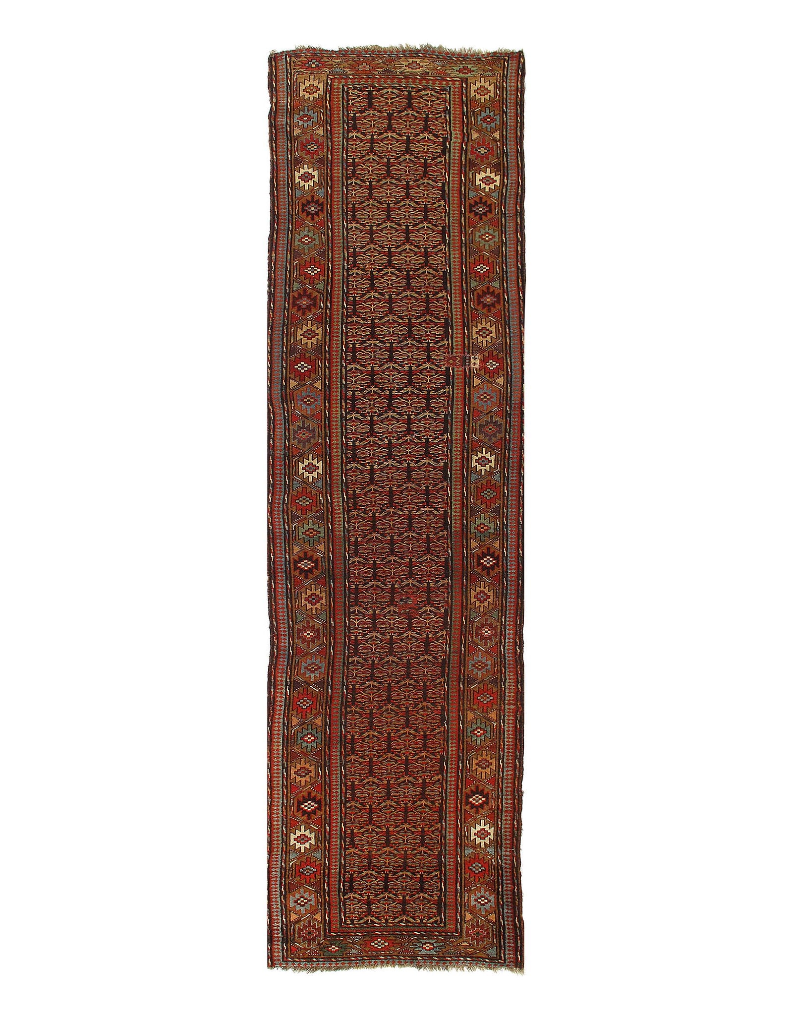 Navy Antique Saraband runner 3'.2'' X 12'.5'': Navy Antique Saraband runner 3'.2'' X 12'.5'' - circa 1900, saravand, Hand-Knotted, Lamb's Wool, 300 -D07362- 862.This item is part of our fine auction collection which includes many fine home accesso