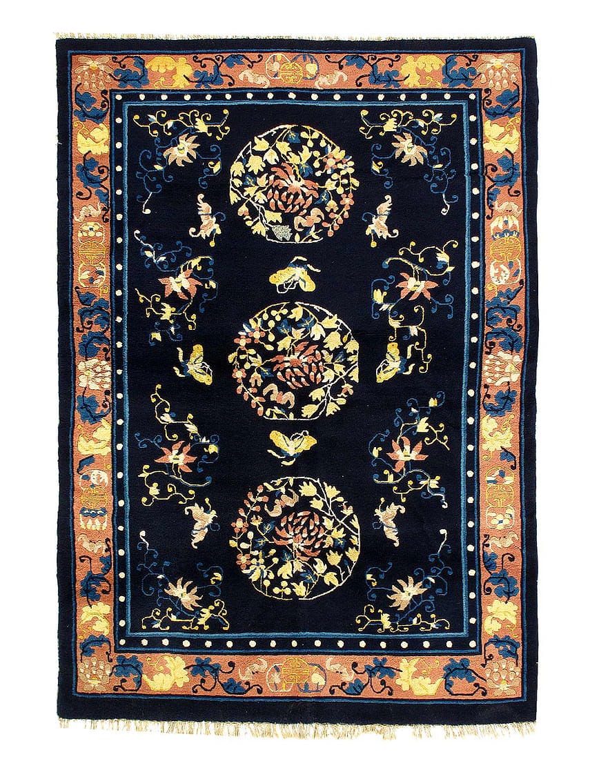 Navy Blue Antique chinese Peking 4'X 5'7": Navy Blue Antique chinese Peking 4'X 5'7" - CIRCA 1940, Peking, Hand-Knotted, Lamb's Wool, 300 -D12284- 862.This item is part of our fine auction collection which includes many fine home accessories i