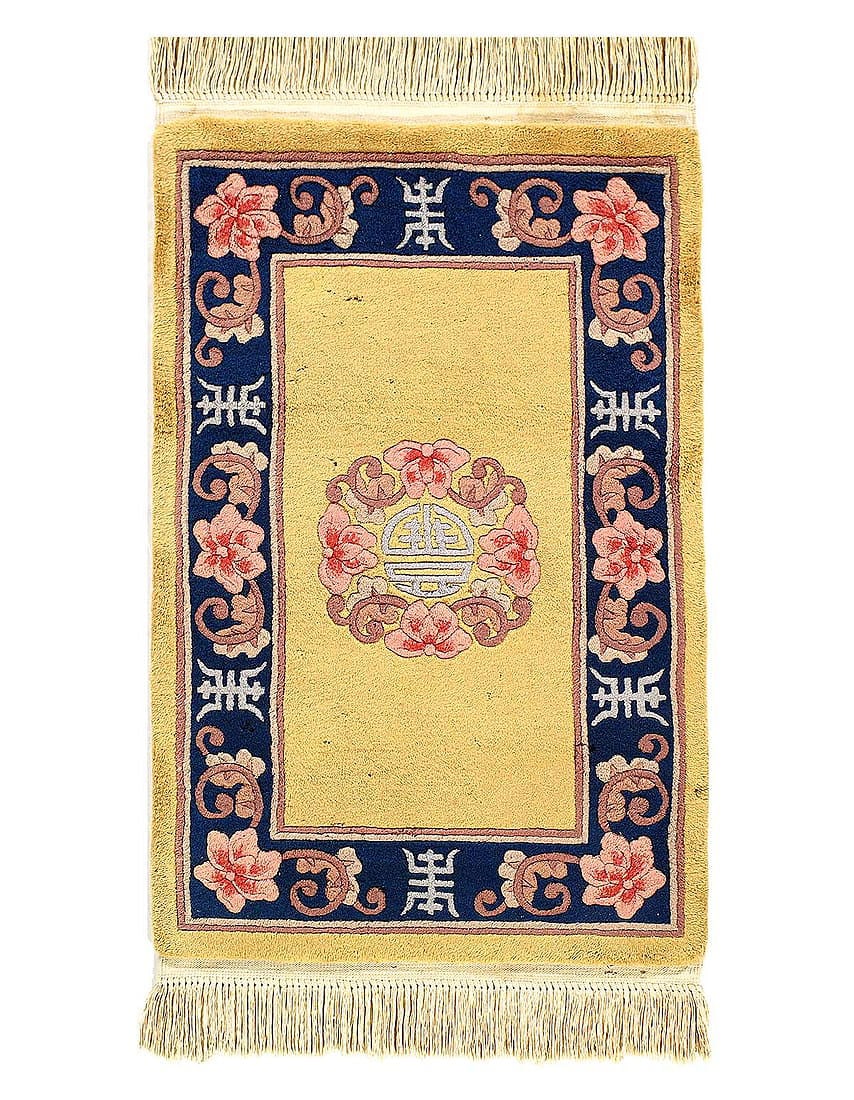 Gold color Fine Hand Knotted Chinese Peking 2'x 3'2": Gold color Fine Hand Knotted Chinese Peking 2'x 3'2" - CIRCA 1950, Peking, Hand-Knotted, Lamb's Wool, 300 -50666- 862.This item is part of our fine auction collection which includes many fine home acc