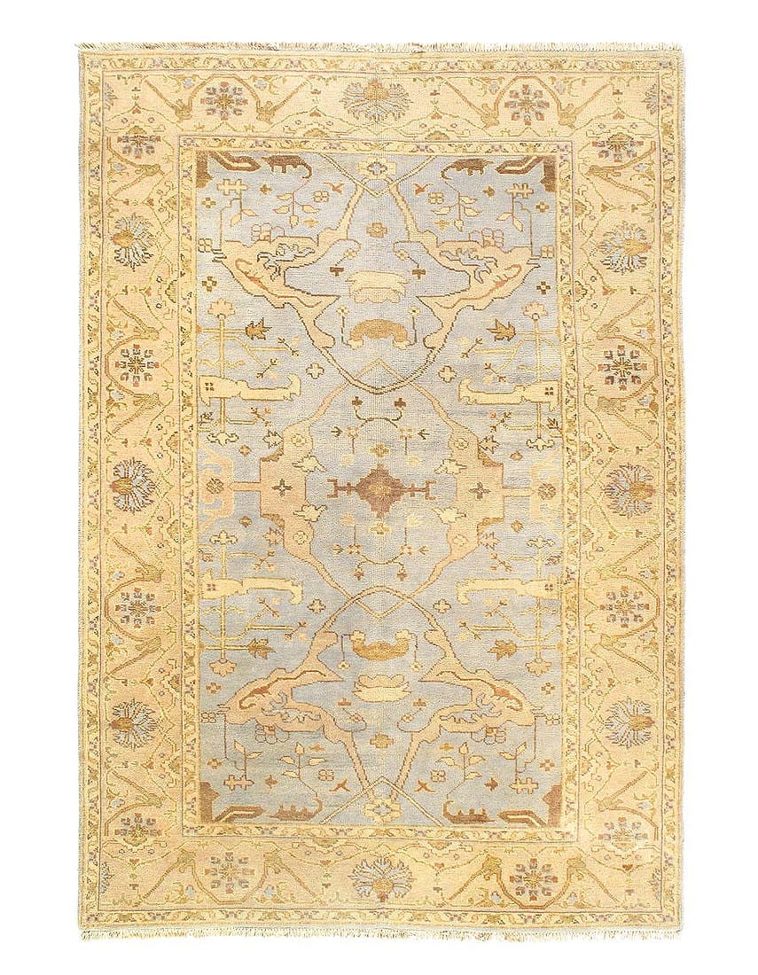 Light Gray Fine Hand knotted Oushak Rug 5'11'' X 8'11'': Light Gray Fine Hand knotted Oushak Rug 5'11'' X 8'11'' - New, Oushak, Hand-Knotted, Lamb's Wool, 300 -D12699- 862.This item is part of our fine auction collection which includes many fine home access