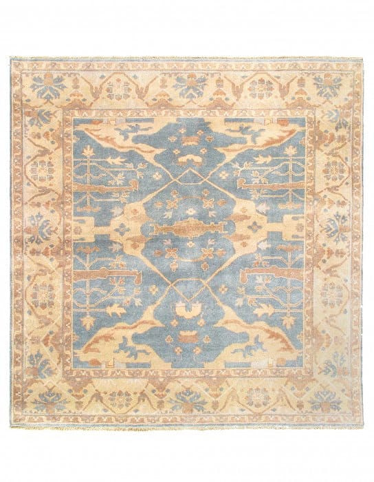 Light Blue Hand Knotted Oushak Square 8' X 8': Light Blue Hand Knotted Oushak Square 8' X 8' - New, Oushak, Hand-Knotted, Lamb's Wool, 300 -D08361- 862.This item is part of our fine auction collection which includes many fine home accessories incl