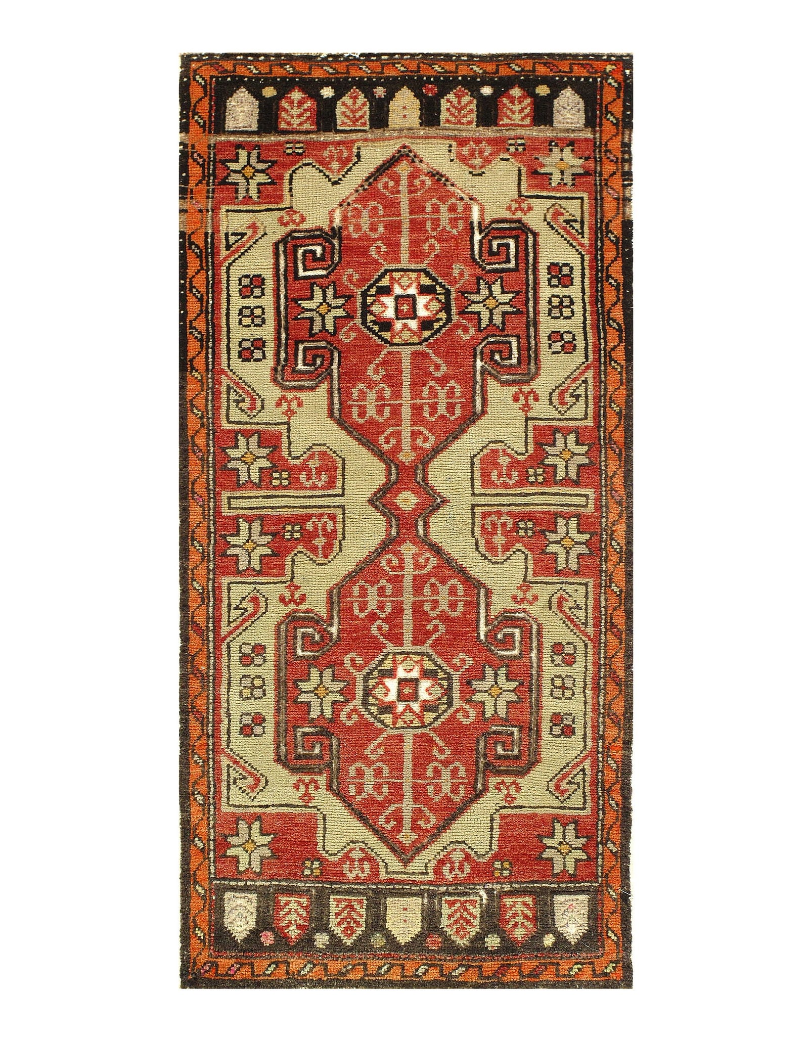 Antique Turkish Oushak 1'7'' X 3'6'': Antique Turkish Oushak 1'7'' X 3'6'' - 1940, Oushak, Hand-Knotted, Lamb's Wool, 300 -D10045- 862.This item is part of our fine auction collection which includes many fine home accessories including an