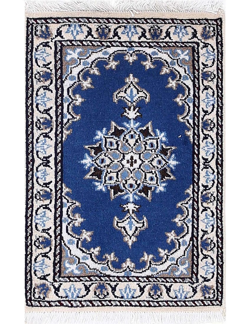 Light Blue Hand knotted Persian Nain 1'3'' X 1'11'': Light Blue Hand knotted Persian Nain 1'3'' X 1'11'' - New, Nain, Hand-Knotted, Lamb's Wool, 300 -D13310- 862.This item is part of our fine auction collection which includes many fine home accessories 