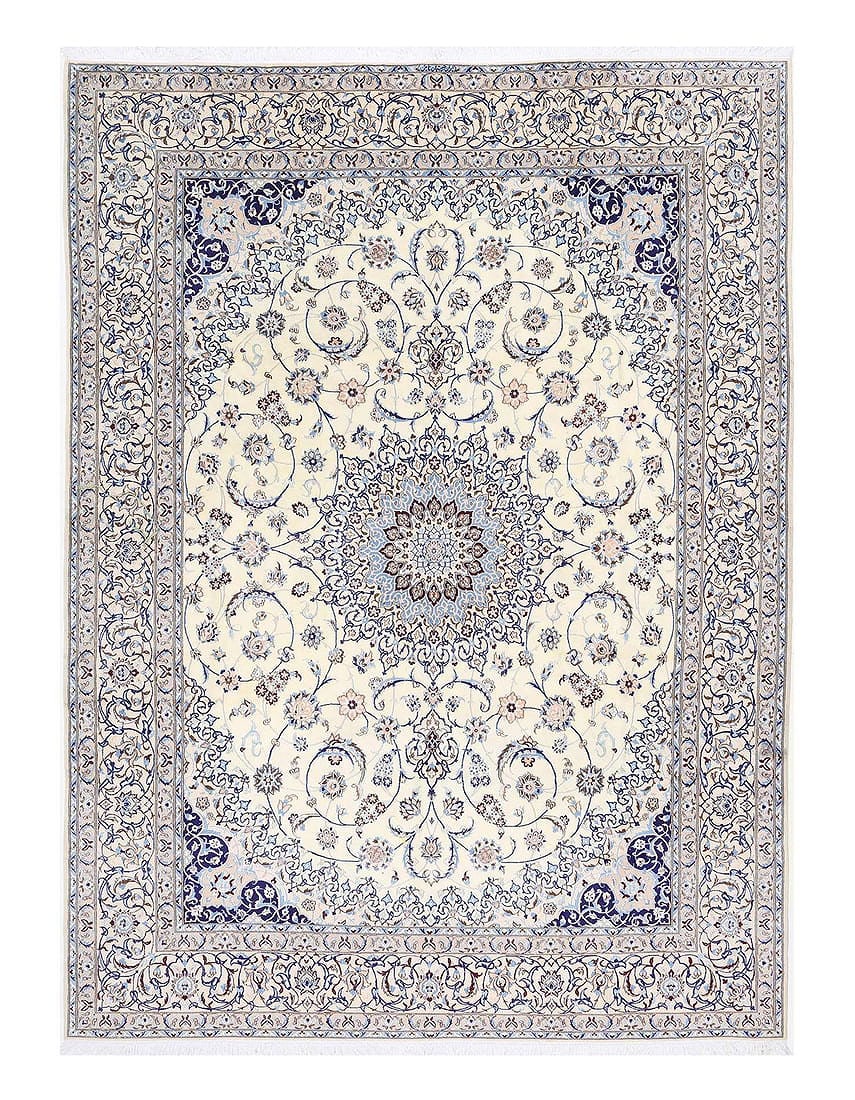 Ivory Color Hand knotted Persian Silk & wool Nain rug 10' X 13'2'': Ivory Color Hand knotted Persian Silk & wool Nain rug 10' X 13'2'' - New, Nain, Hand-Knotted, Wool & Silk, 300 -D13339- 862.This item is part of our fine auction collection which includes many fine ho