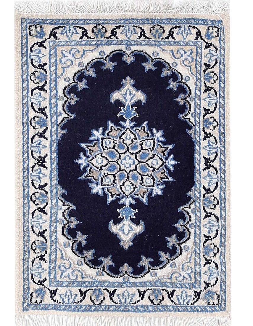 Light Blue Persian Hand knotted Nain 1'4'' X 1'11'': Light Blue Persian Hand knotted Nain 1'4'' X 1'11'' - New, Nain, Hand-Knotted, Lamb's Wool, 300 -D13373- 862.This item is part of our fine auction collection which includes many fine home accessories 