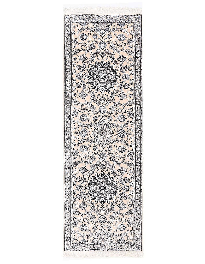 Fine Hand knotted silk & wool Persian Nain runner 3' X 9'9'': Fine Hand knotted silk & wool Persian Nain runner 3' X 9'9'' - New, Nain, Hand-Knotted, Wool & Silk, 300 -D13393- 862.This item is part of our fine auction collection which includes many fine home acc