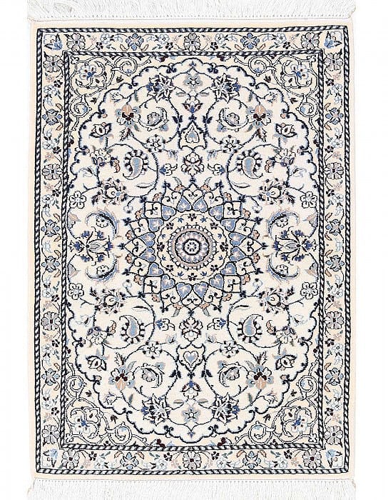 Ivory Fine Hand Knotted Persian Silk & wool Nain 6 LA 2'X 3": Ivory Fine Hand Knotted Persian Silk & wool Nain 6 LA 2'X 3" - NEW, Nain, Hand-Knotted, Wool & Silk, 300 -D13715- 862.This item is part of our fine auction collection which includes many fine home acc