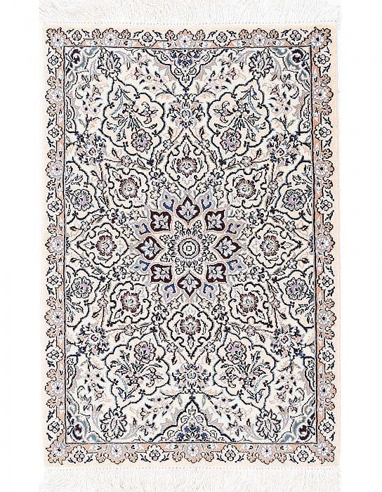 Ivory Fine Hand Knotted Persian Silk & wool Nain 2'X 3'1": Ivory Fine Hand Knotted Persian Silk & wool Nain 2'X 3'1" - NEW, Nain, Hand-Knotted, Wool & Silk, 300 -D13706- 862.This item is part of our fine auction collection which includes many fine home access