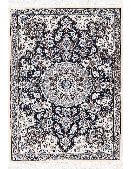 Navy Blue Silk & wool Nain Rug 2'2"X 3'1": Navy Blue Silk & wool Nain Rug 2'2"X 3'1" - NEW, Nain, Hand-Knotted, Wool & Silk, 300 -D13707- 862.This item is part of our fine auction collection which includes many fine home accessories including 