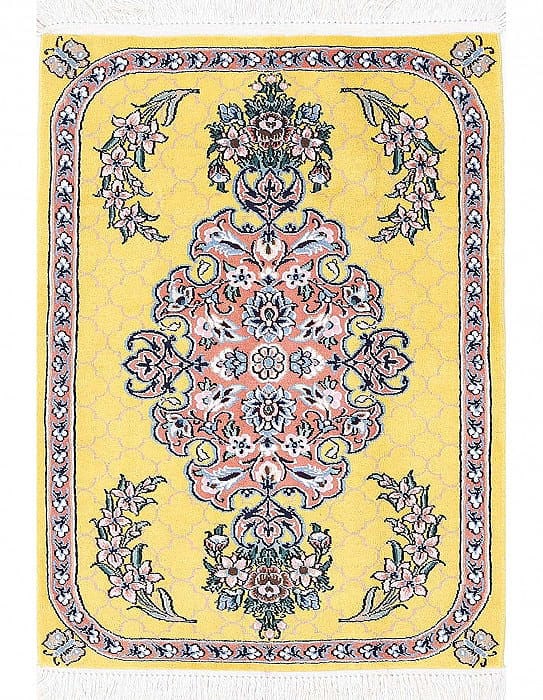 Yalow Fine Hand Knotted Persian Silk & wool Nain 2'X 3': Yalow Fine Hand Knotted Persian Silk & wool Nain 2'X 3' - NEW, Nain, Hand-Knotted, Wool & Silk, 300 -D13709- 862.This item is part of our fine auction collection which includes many fine home accessor