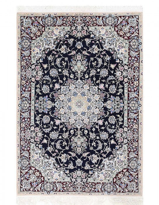 Navy Blue Persian Hand knotted Nain 3'7"X 5'3": Navy Blue Persian Hand knotted Nain 3'7"X 5'3" - NEW, Nain, Hand-Knotted, Wool & Silk, 300 -D13660- 862.This item is part of our fine auction collection which includes many fine home accessories inclu