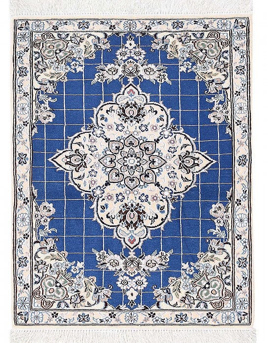 Light blue Fine Hand knotted Nain rug 2'3'' X 3': Light blue Fine Hand knotted Nain rug 2'3'' X 3' - New, Nain, Hand-Knotted, Wool & Silk, 300 -D13647- 862.This item is part of our fine auction collection which includes many fine home accessories inc