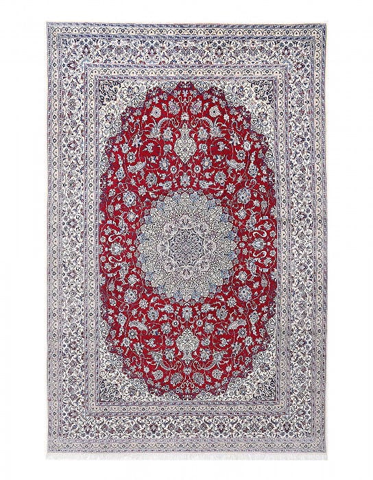Red Persian Nain silk & wool 12'9"X 20': Red Persian Nain silk & wool 12'9"X 20' - CIRCA 1990, Nain, Hand-Knotted, Wool & Silk, 300 -D13589- 862.This item is part of our fine auction collection which includes many fine home accessories inclu
