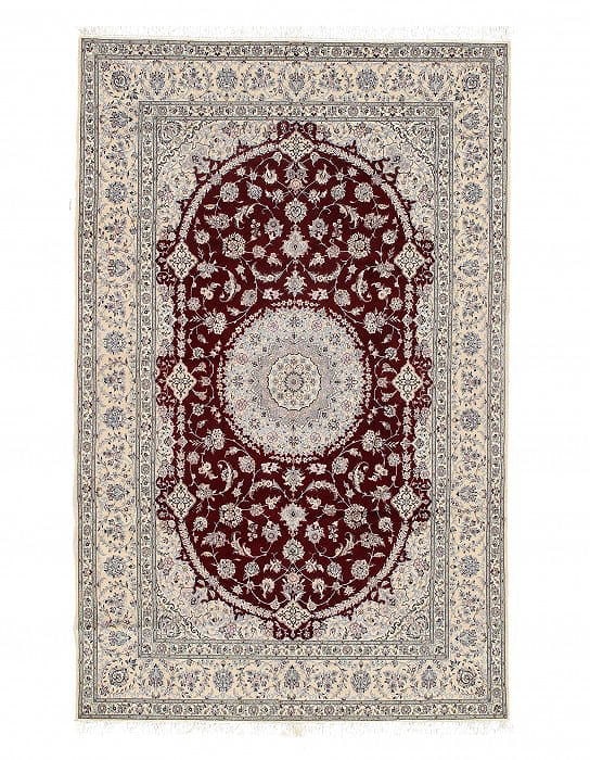 Red Persian Nain silk & wool 6 LA 6'8"x10'6": Red Persian Nain silk & wool 6 LA 6'8"x10'6" - New, Nain, Hand-Knotted, Wool & Silk, 300 -D09626- 862.This item is part of our fine auction collection which includes many fine home accessories