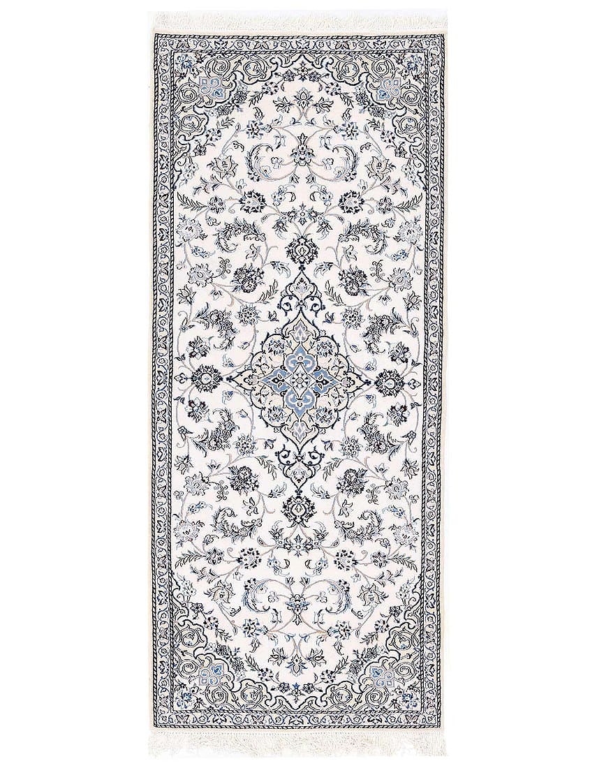 Fine Hand knotted Persian silk & wool Nain runner 2'11'' X 7'5'': Fine Hand knotted Persian silk & wool Nain runner 2'11'' X 7'5'' - New, Nain, Hand-Knotted, Wool & Silk, 300 -D13532- 862.This item is part of our fine auction collection which includes many fine