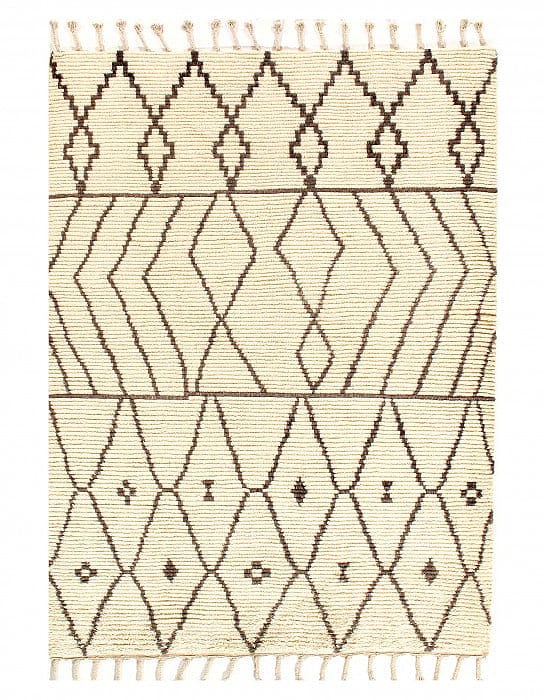 Ivory fine hand Knotted Moroccon rug 5'3'' X 7'8'': Ivory fine hand Knotted Moroccon rug 5'3'' X 7'8'' - New, Moroccan, Hand-Knotted, Lamb's Wool, 300 -D09083- 862.This item is part of our fine auction collection which includes many fine home