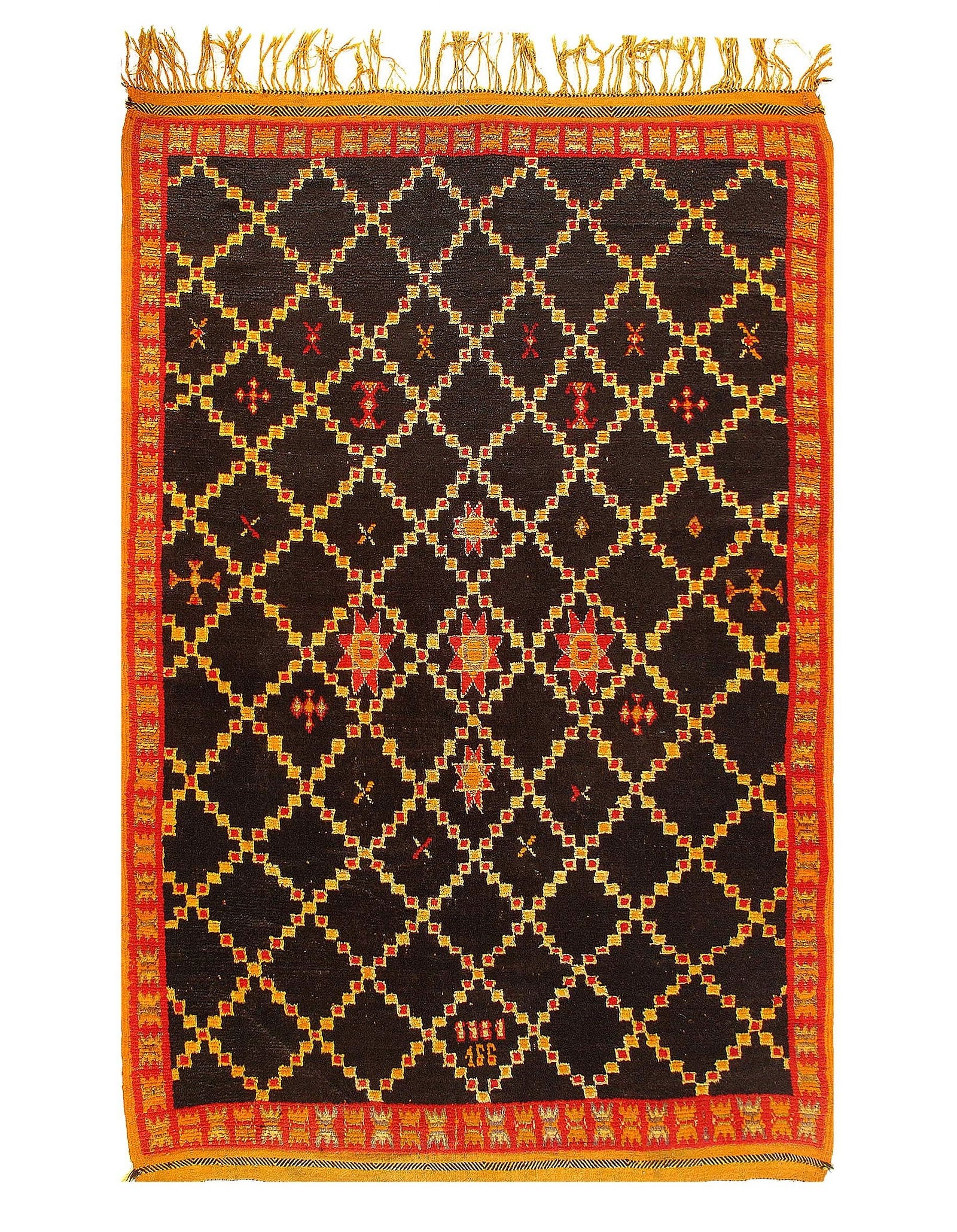 Vintage Moroccon Rug 4'5'' X 7': Vintage Moroccon Rug 4'5'' X 7' - 20th Century, Moroccan, Hand-Knotted, Lamb's Wool, 300 -D11344- 862.This item is part of our fine auction collection which includes many fine home accessories